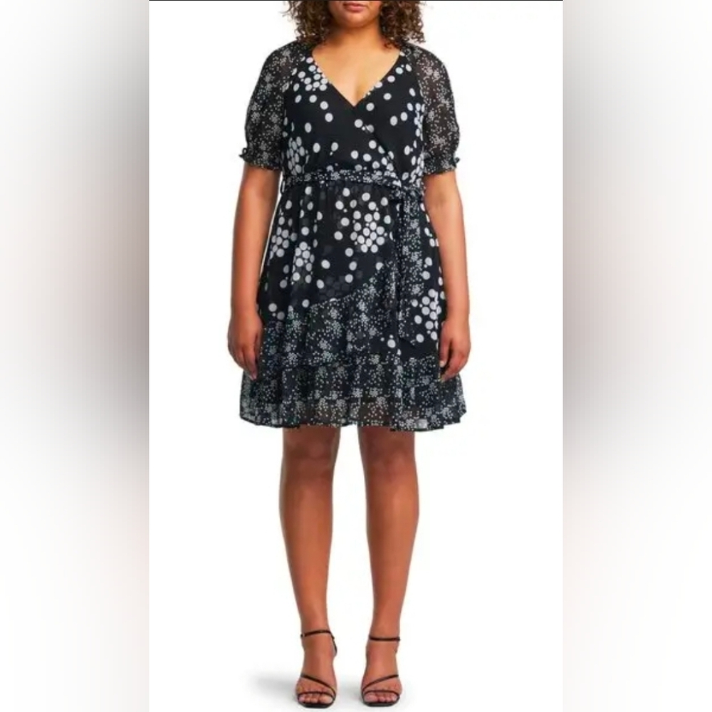 Estelle Dayla Spot Dress - Black  & White Mini Polka Dot Dress 18W / 2X  NWOT